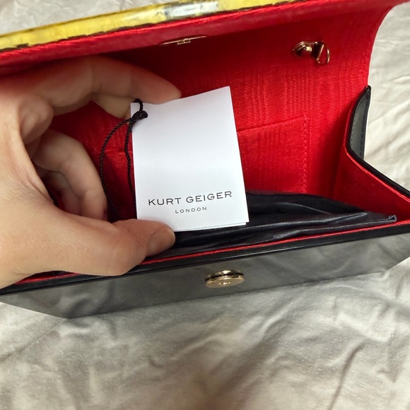 Kurt Geiger Black Clutch with Gold and Blue Eye Design - Picture 7 of 8